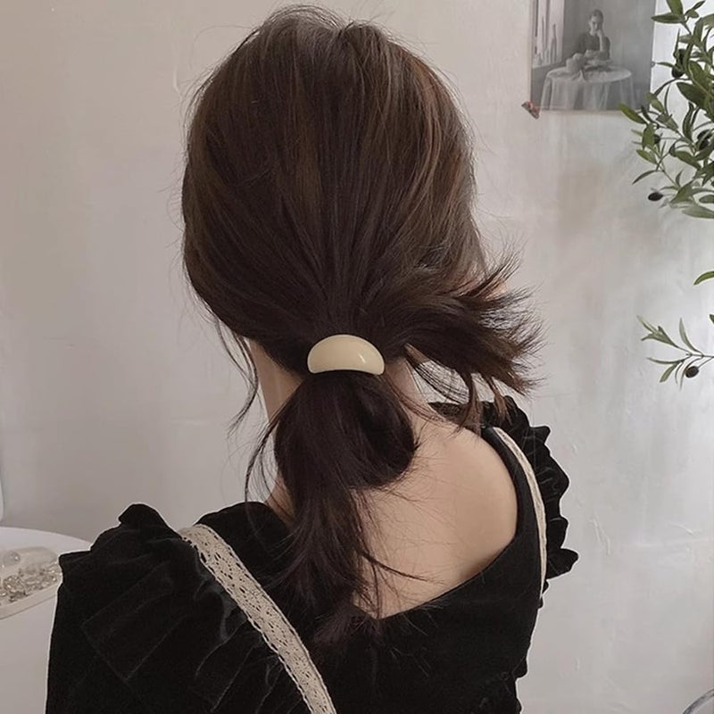 Xiwstar 4Pcs Geometric Oval Hair Scrunchies Acrylic Cuff Hair Ties Elastics Ponytail Holders Hair Bands Ropes for Women Girls - Image 3